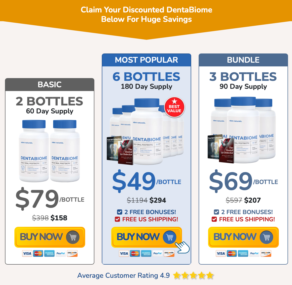 DentaBiome current package options and offer